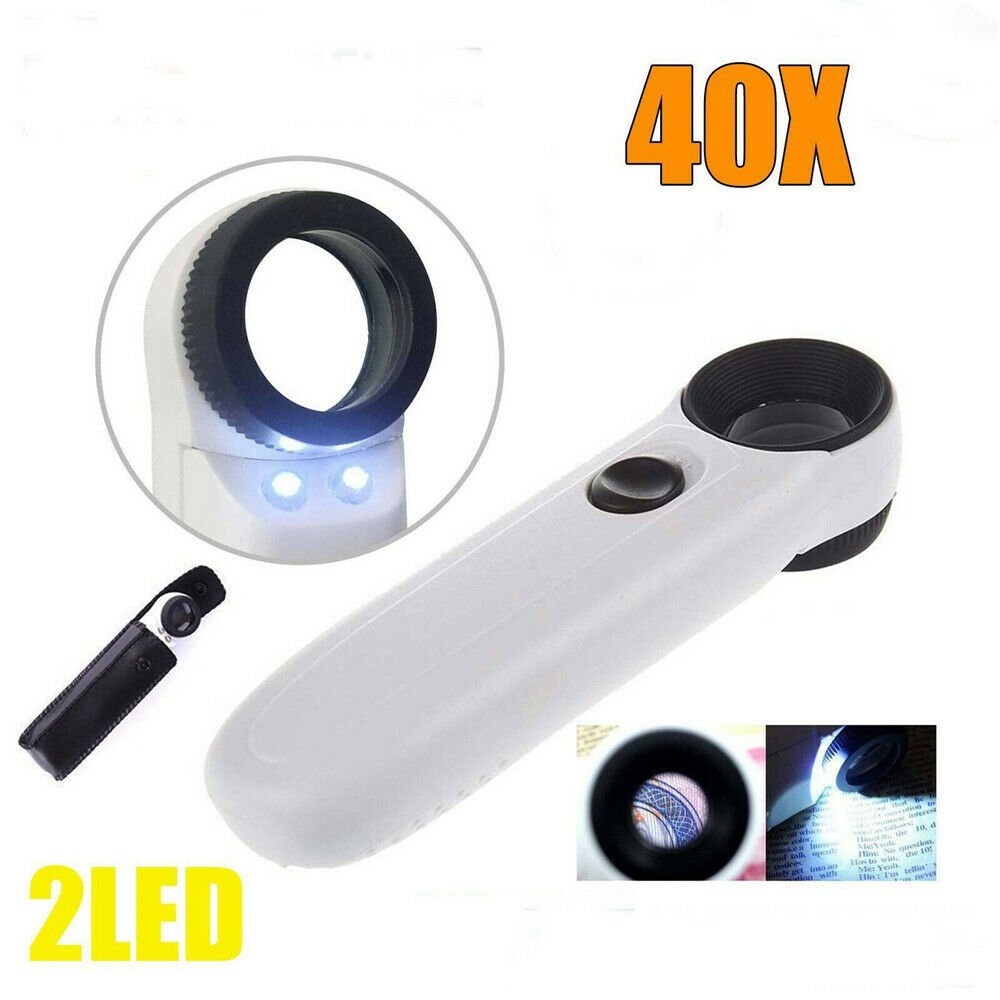 40X Magnifier Glass Jeweler Eye with 2 LED Lights - Image 2